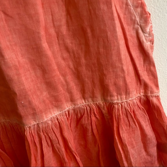 Free People Flowy Sleeveless Tunic Top Drop Waist Shirt Dyed Orange Ruffled - Picture 8 of 9